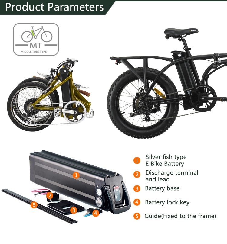 Großhandel 500 Watt Electric Bike Batterie Silber Fischbatterie 36V 12Ah