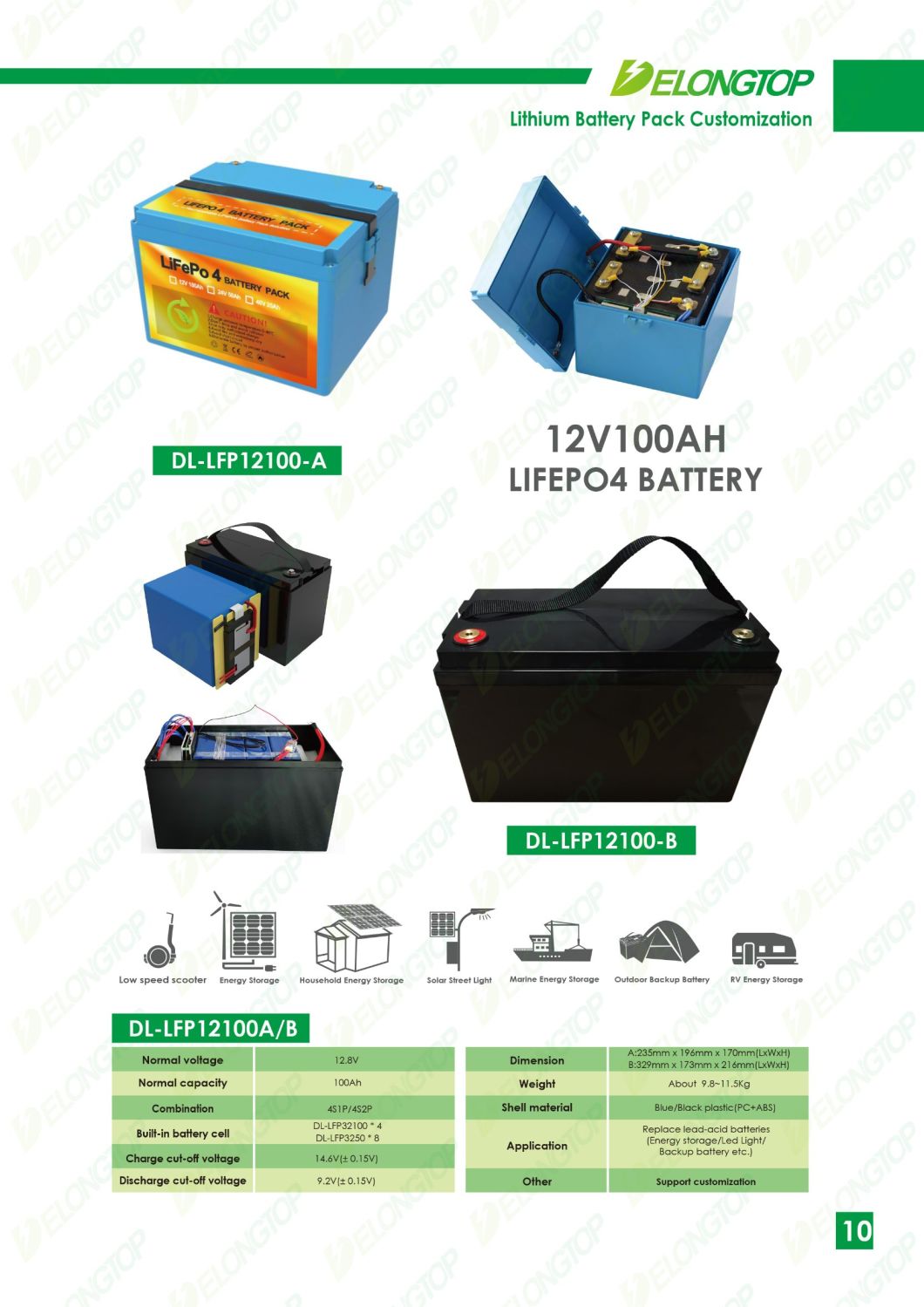 Batteries au lithium à cycle profond 12 Volt 12V 100ah Batterie pour stockage de batterie solaire