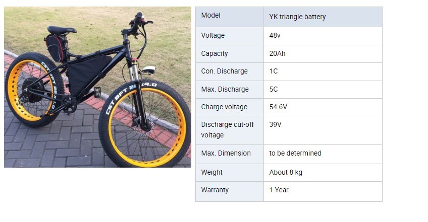 18650 리튬 이온 셀 48V 20AH E 자전거 배터리 팩 삼각형 가방 유형 1500W 전기 자전거 용