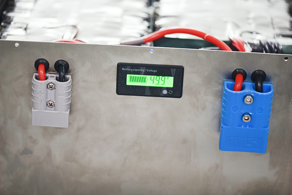 Paquet de batterie rechargeable de Delong Personnalisé 48V 100ah 15S4P LFP avec acier inoxydable pour stockage / bateau d'énergie