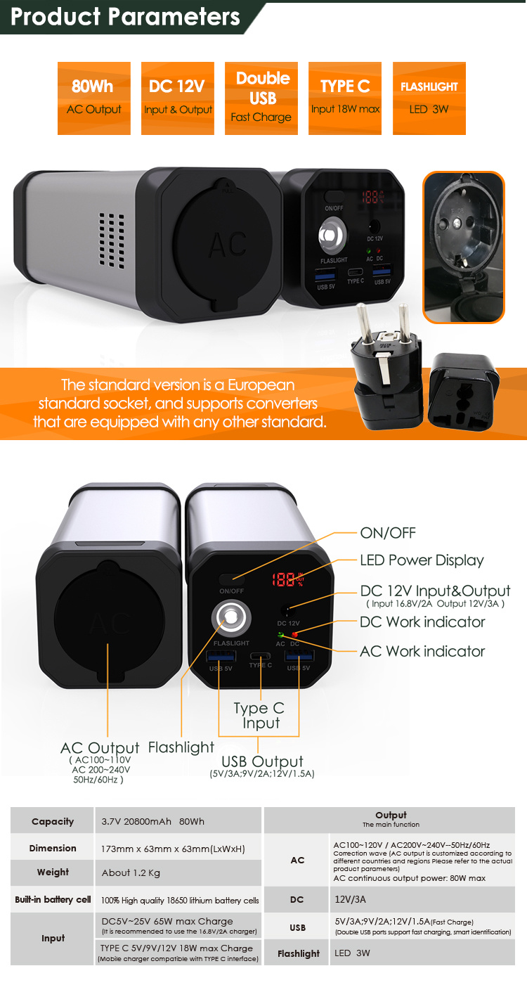 Dl-UP100 tragbare Ladegerät Autobatterie-Starter Jump Original-80Wh Laptop Powerbank 20000mAh