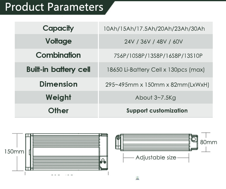 Wiederaufladbare 36V 15Ah Gepäckträger Li-Ionen-Lithium-Akkus mit Ladegerät für 500W elektrisches Fahrrad