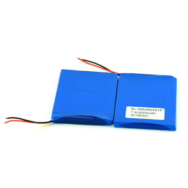 Paquet de batterie de polymère lithium rechargeable 7.4V 3000mAh avec PCM et fils