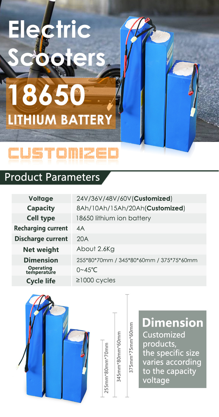 Personalizado DIY 24V 10AH 20AH Litio recargable Li-ion Li-Ion 18650 Paquete de baterías con BMS