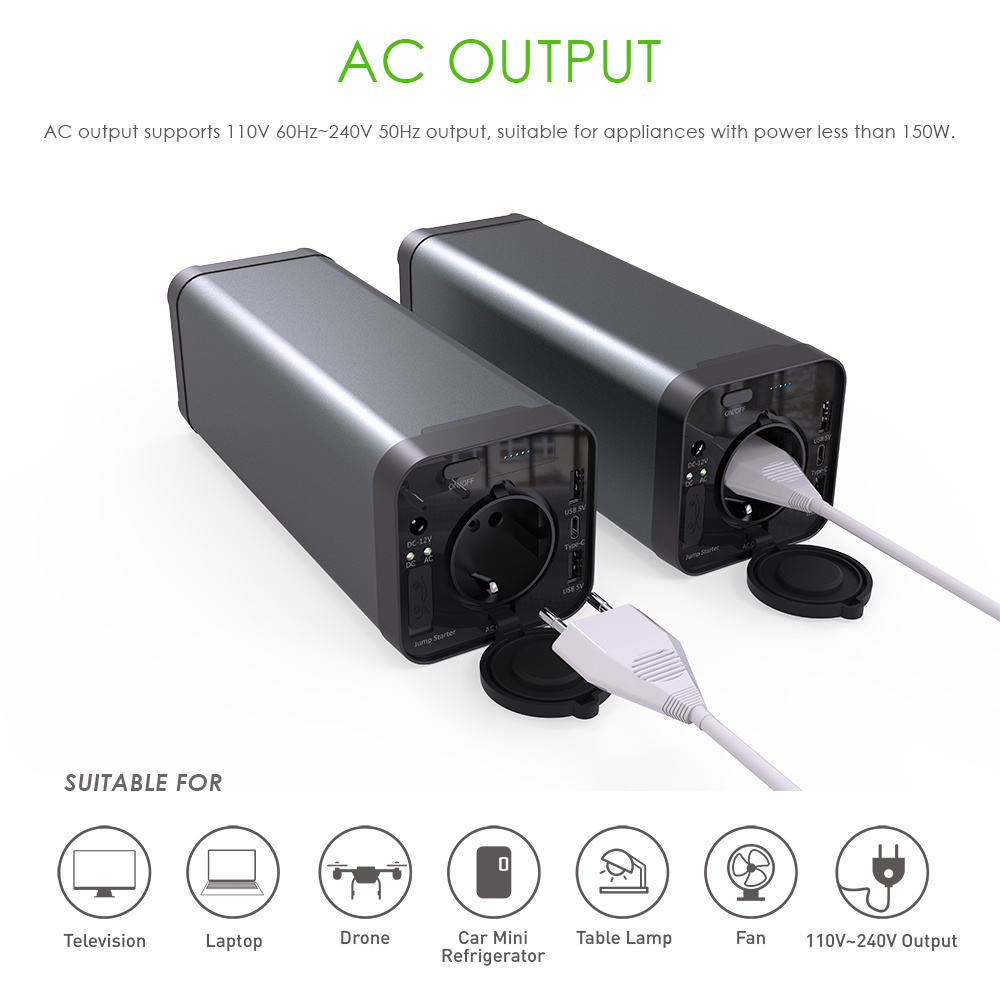 Banques de puissance haute capacité 40000MAH Portable Sortie CA 5V à 25V Chargeur mobile Power Bank