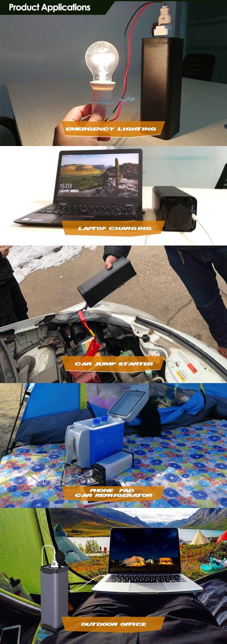 12V Charger AC DC Power Puissance CA Ordinateurs portables Portable Powerbank Camping 150Wh voiture Starter Batterie Powerbank