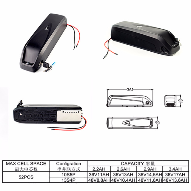 Pack de batterie au lithium de type Hailong pour moteur de 750W avec USB