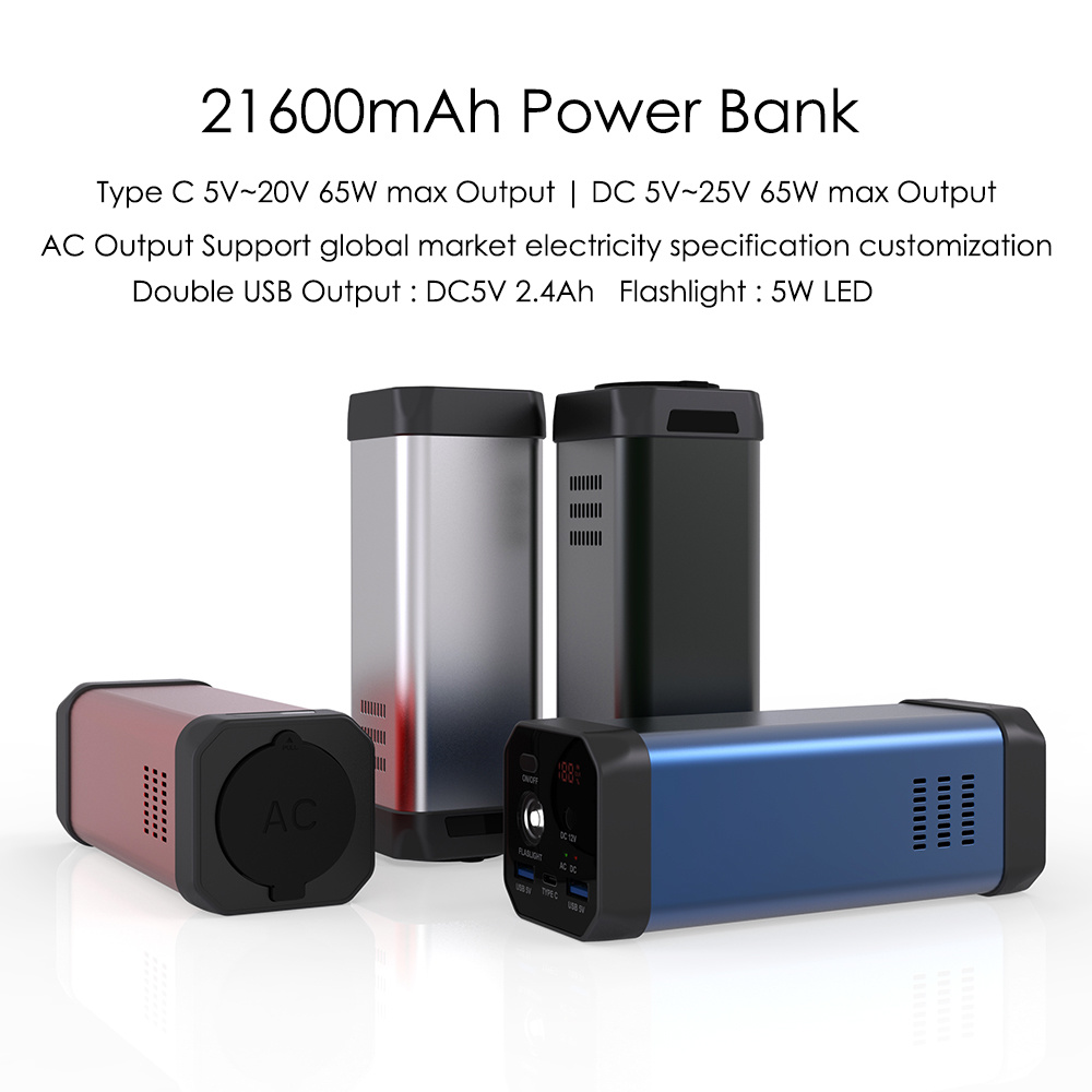 80W CA Outlet Type C Fast Charge Power Bank 20000mAh