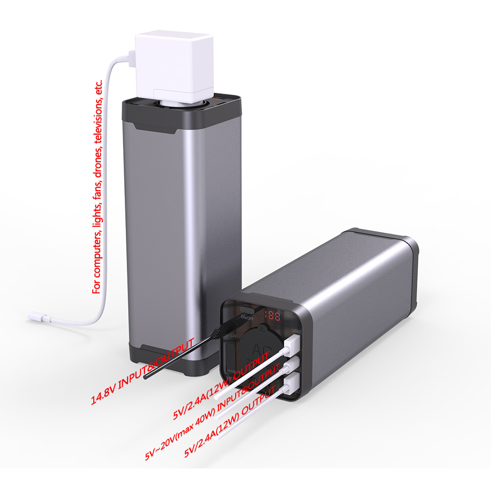 Nuevo producto 110V / 220V Salida CA Power Bank 40000mAh 150W Batería de banco de energía