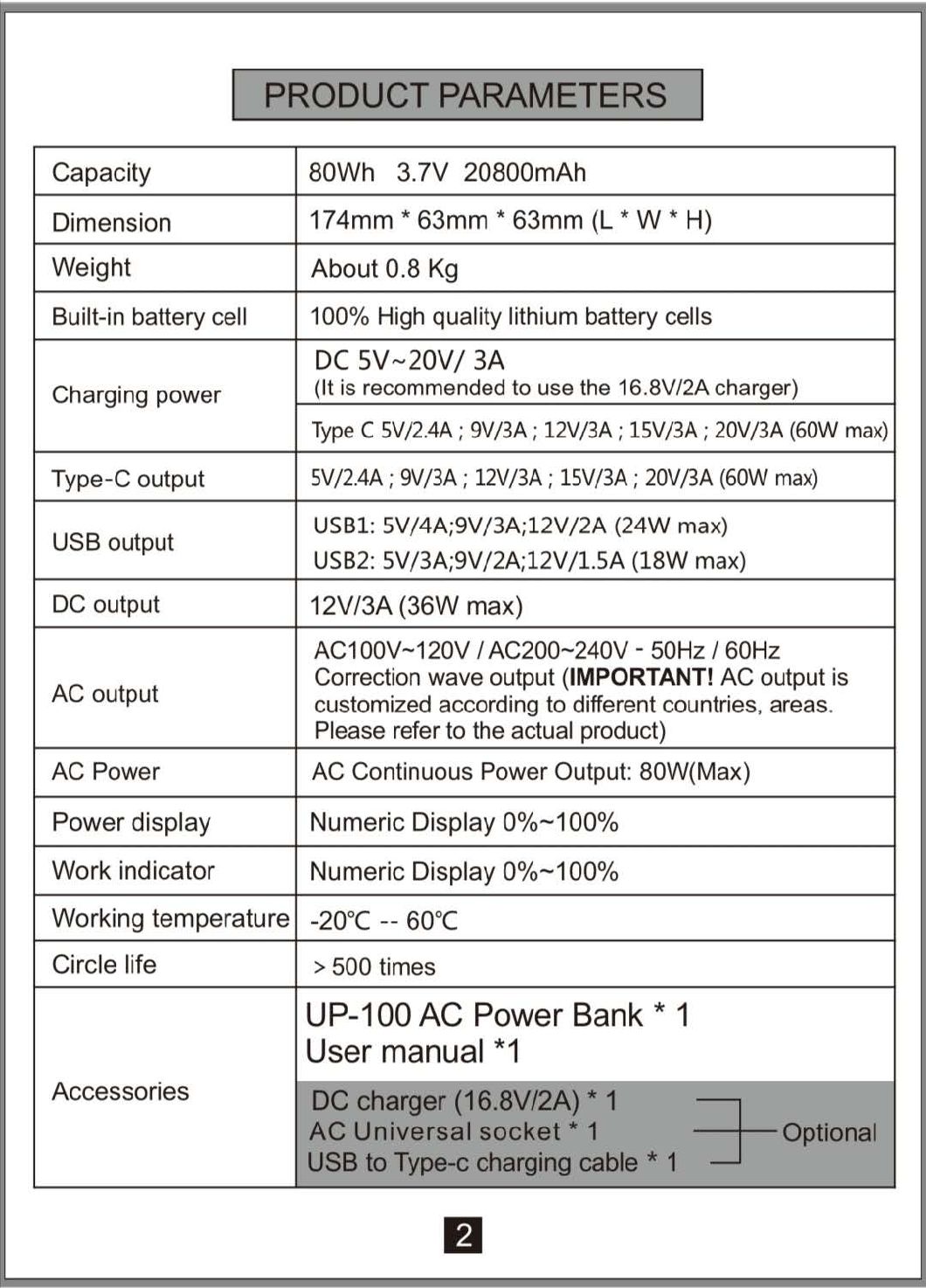 Home Haute grande capacité 110V / 220V AC DC Sortie Portable Power Bank 20000 MAH Chargement Powerbank pour ordinateur portable